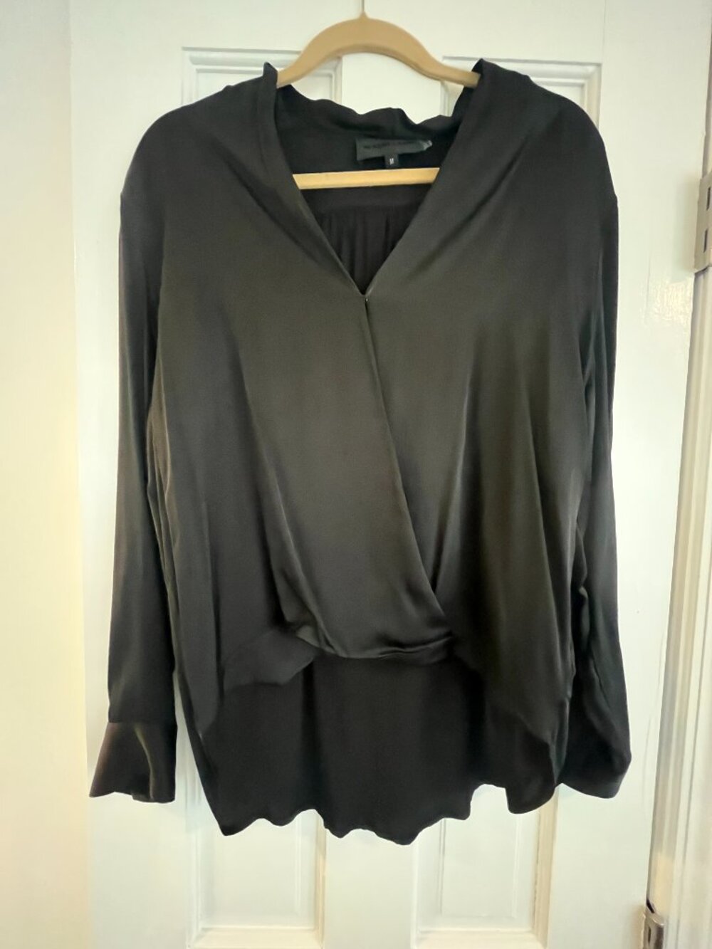 Blaque Label Black Draped Surplice Surplice Front Blouse - Medium